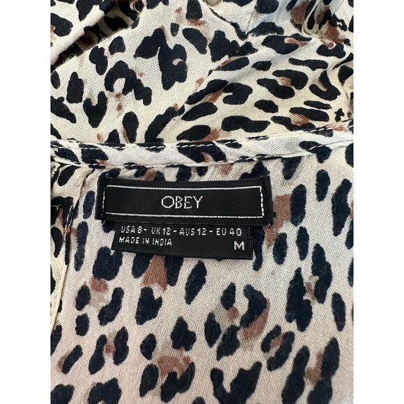 Obey animal print short sleeves mini dress M - Picture 3 of 16